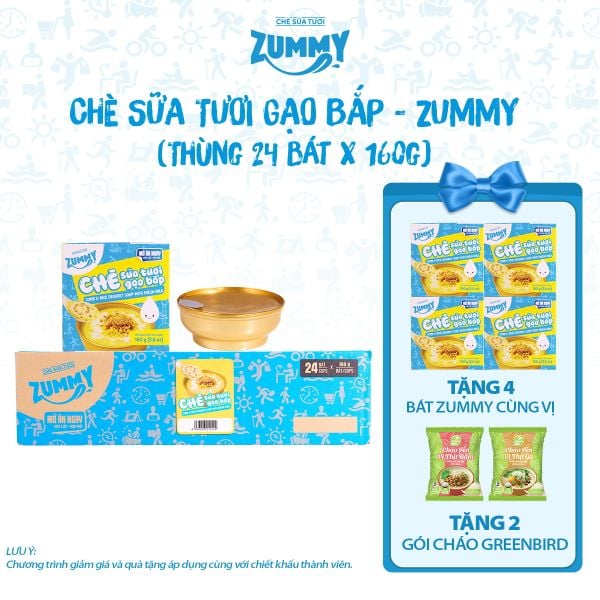  Combo 24 bát chè sữa tươi gạo bắp Zummy 