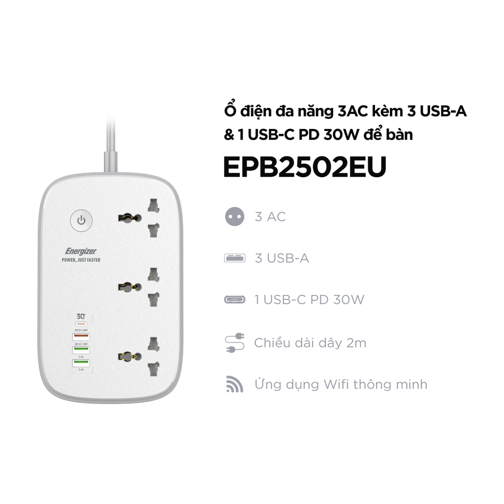 Energizer WiFi Smart Power Strip Ổ điện đa năng