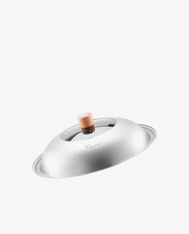  LA GOURMET - Nắp inox tròn tay cầm gỗ 36cm 