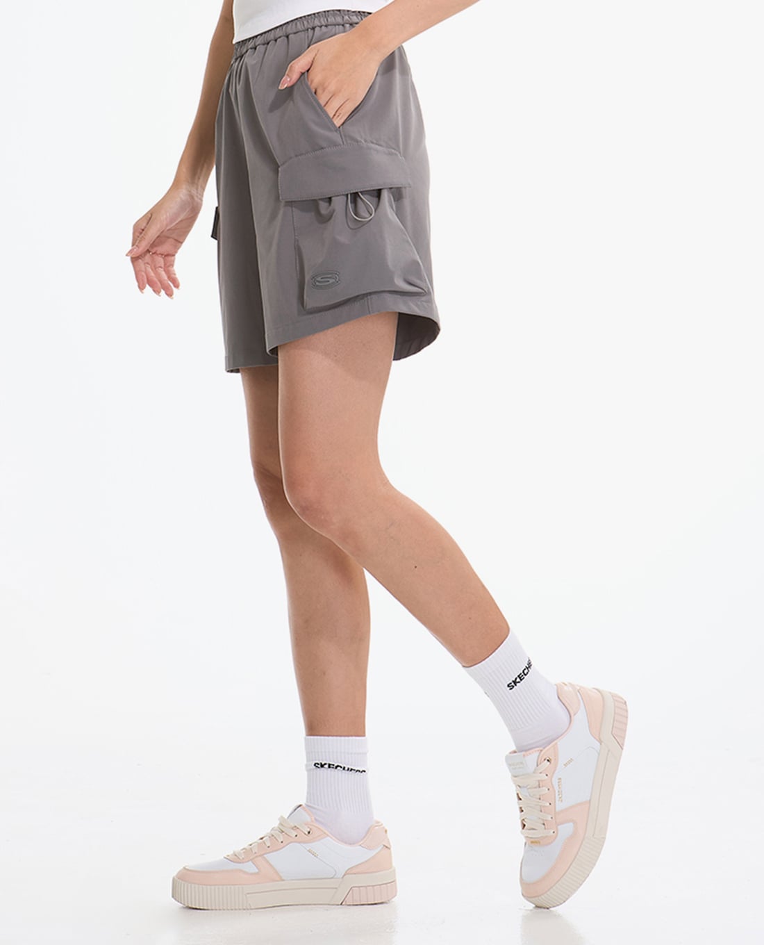 SKECHERS - Quần short nữ ống rộng phối túi hộp