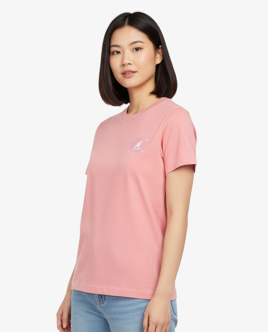 KANGOL - Áo thun unisex cổ tròn tay ngắn phối họa tiết