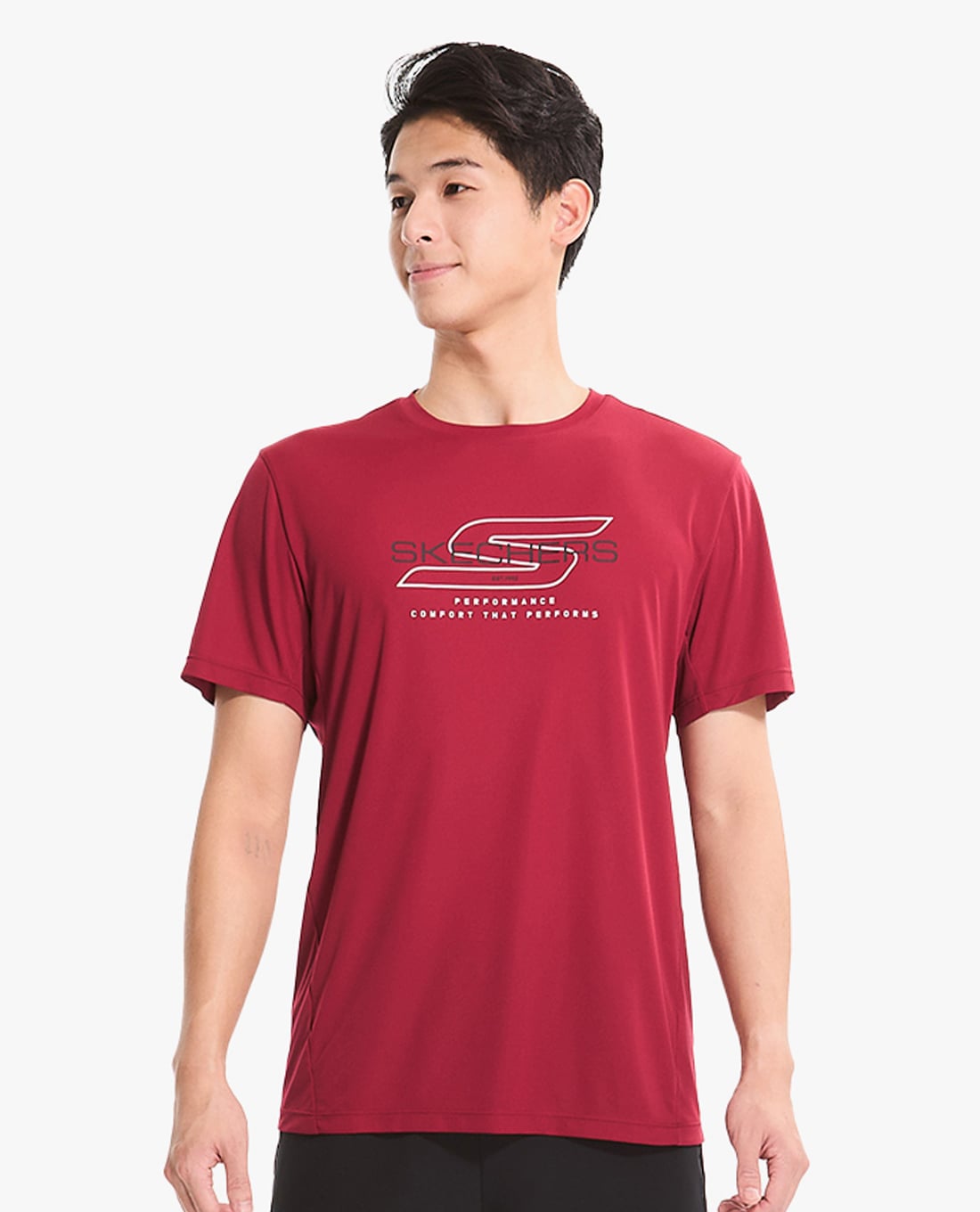 SKECHERS - Áo thun nam cổ tròn tay ngắn phối logo