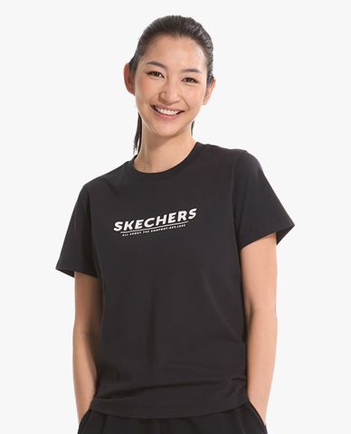  SKECHERS - Áo thun nữ cổ tròn tay ngắn thời trang 