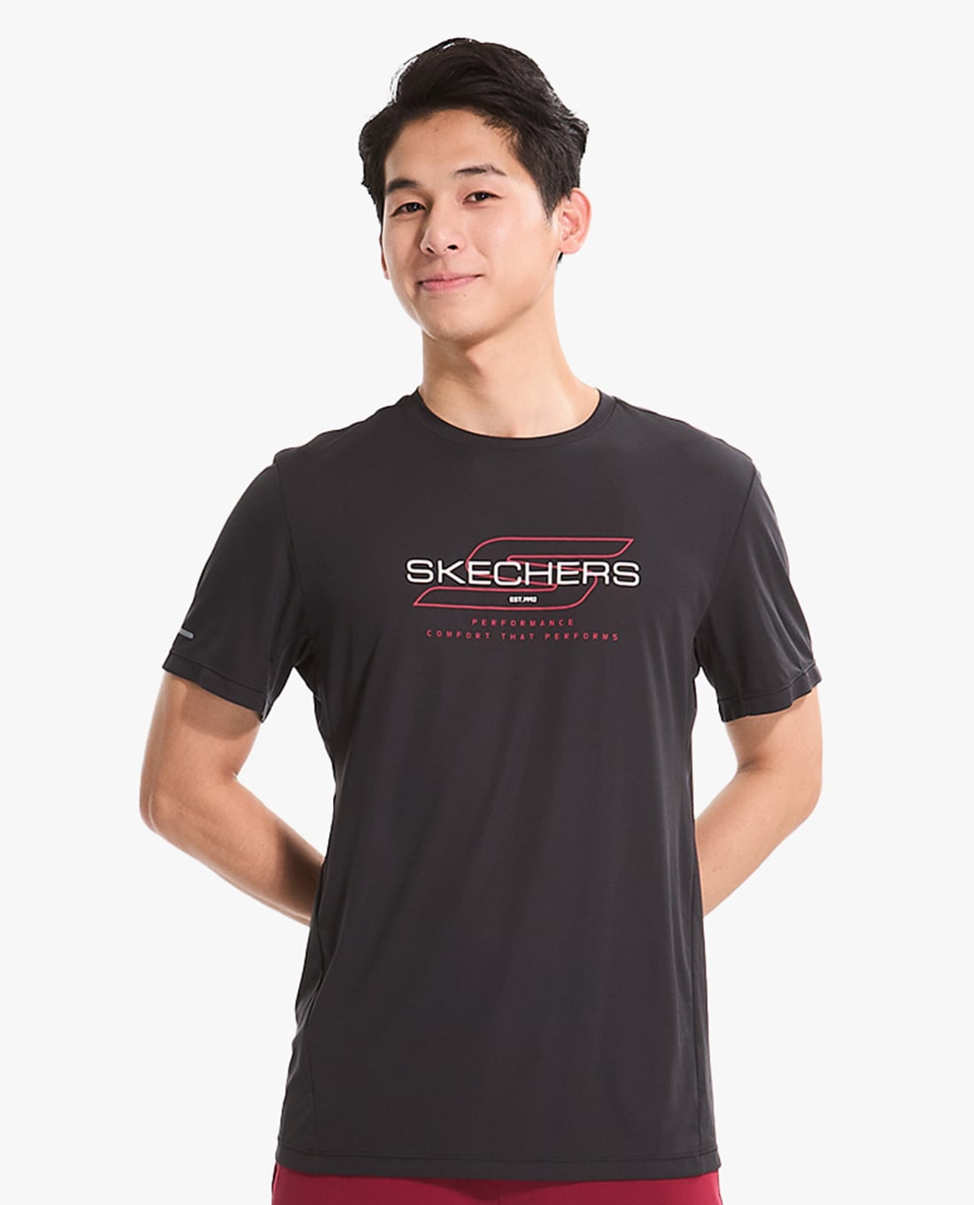 SKECHERS - Áo thun nam cổ tròn tay ngắn phối logo