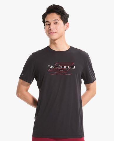  SKECHERS - Áo thun nam cổ tròn tay ngắn phối logo 