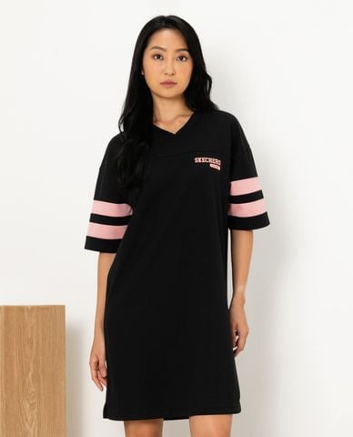  SKECHERS - Đầm mini cổ V tay ngắn phom suông 