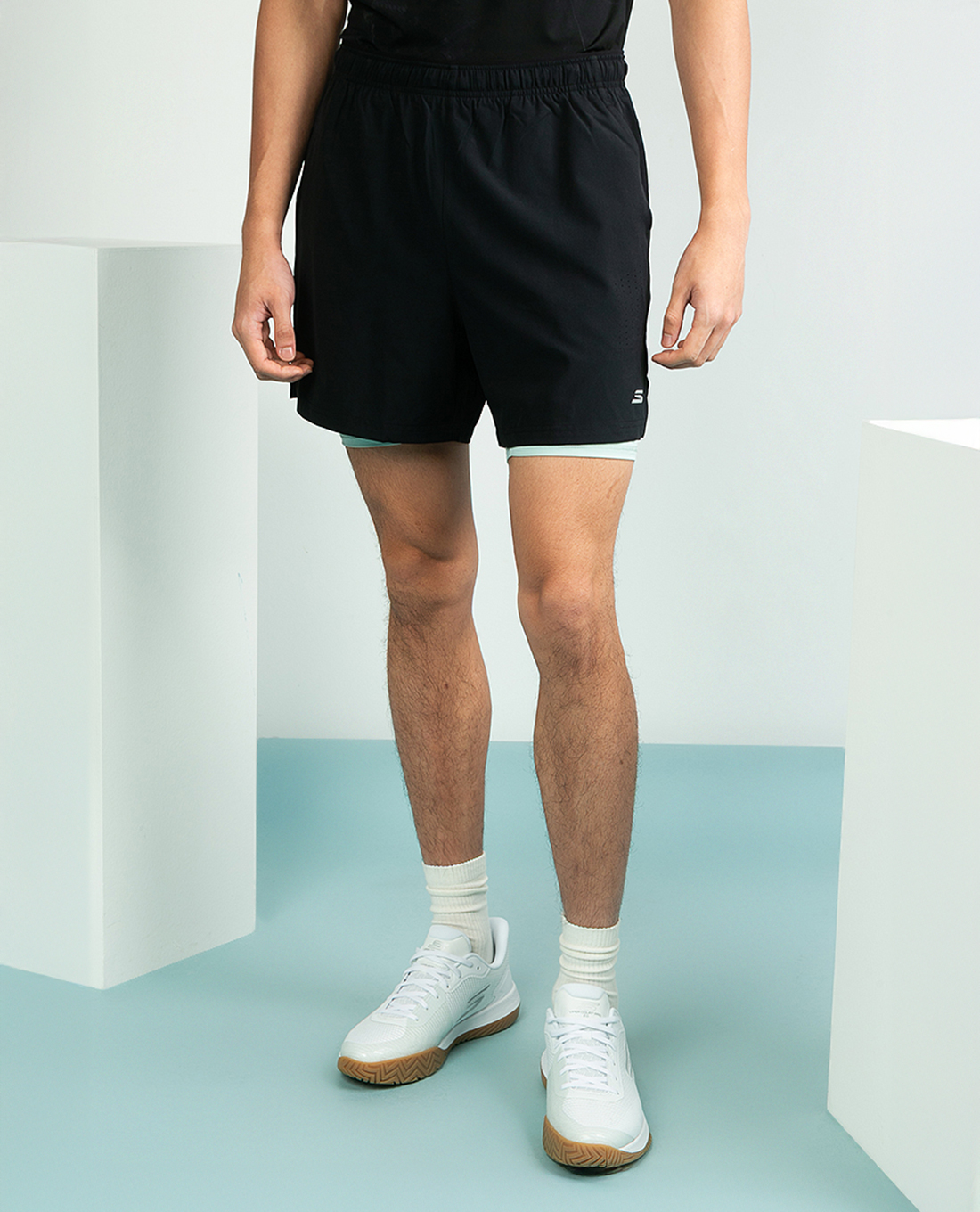 SKECHERS - Quần short tập luyện nam lưng thun Performance