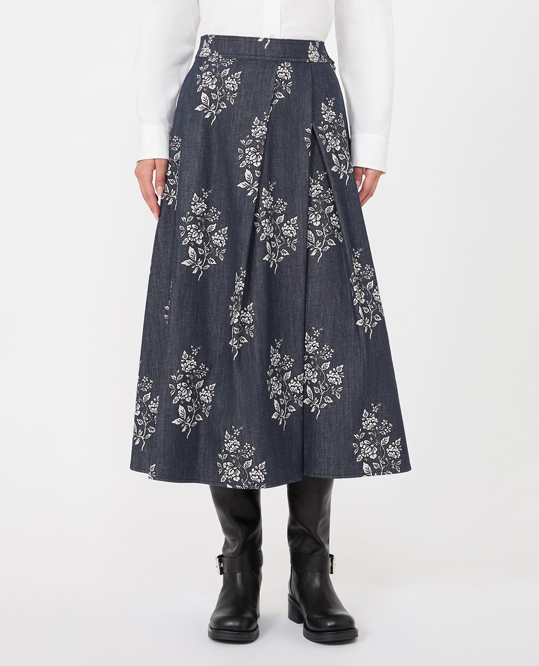 WEEKEND MAX MARA - Chân váy denim midi phối hoa Wkdstruzzo