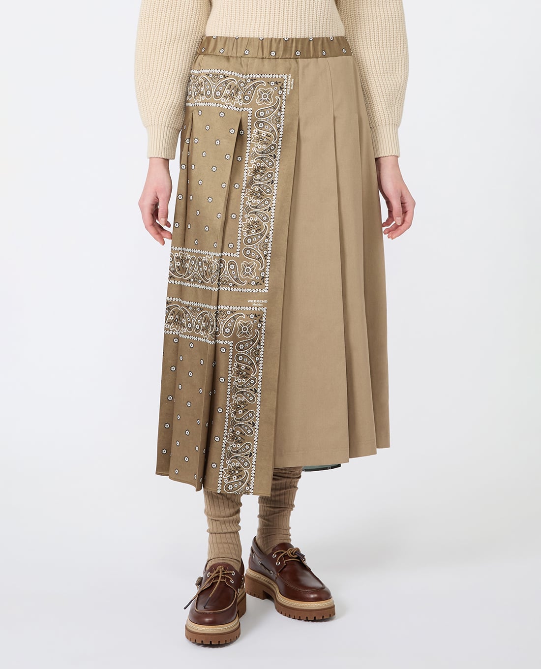 WEEKEND MAX MARA - Chân váy xếp li midi vạt lệch Wkdceci