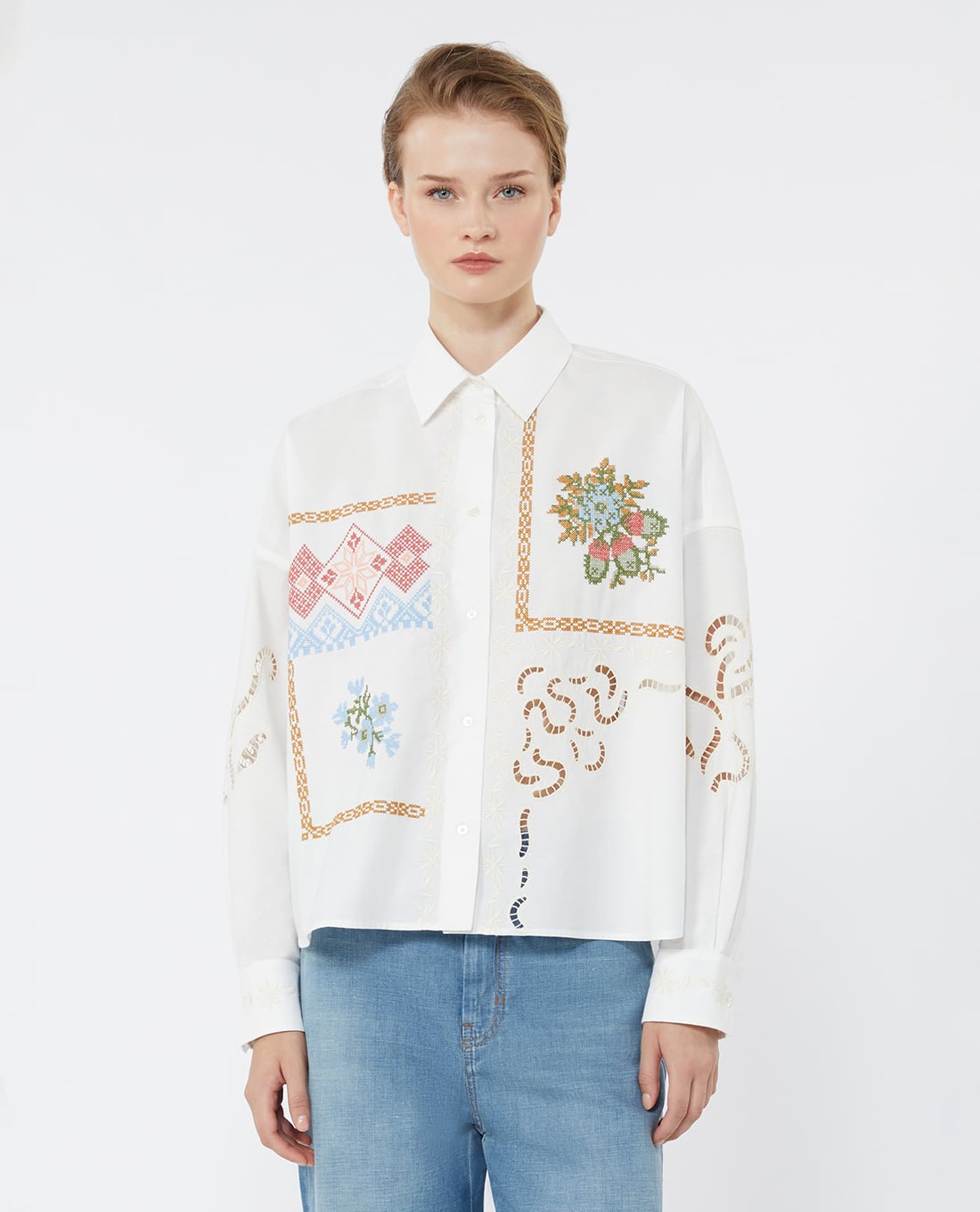 WEEKEND MAX MARA - Áo sơ mi nữ tay dài thêu họa tiết Wkdfonte