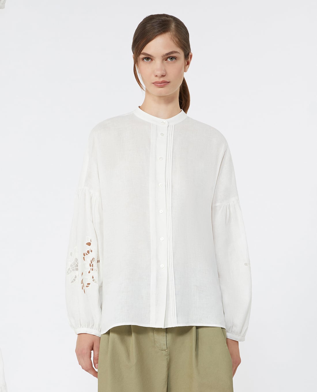 WEEKEND MAX MARA - Áo sơ mi nữ cổ tàu tay dài Wkdestro