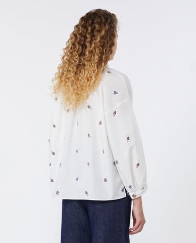  WEEKEND MAX MARA - Áo sơ mi nữ cổ bẻ tay dài thêu hoa Wkdbutterfly 