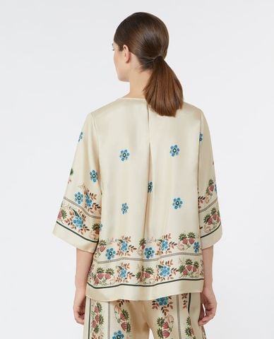  WEEKEND MAX MARA - Áo kiểu nữ cổ tròn tay lửng in họa tiết Wkdsamba 