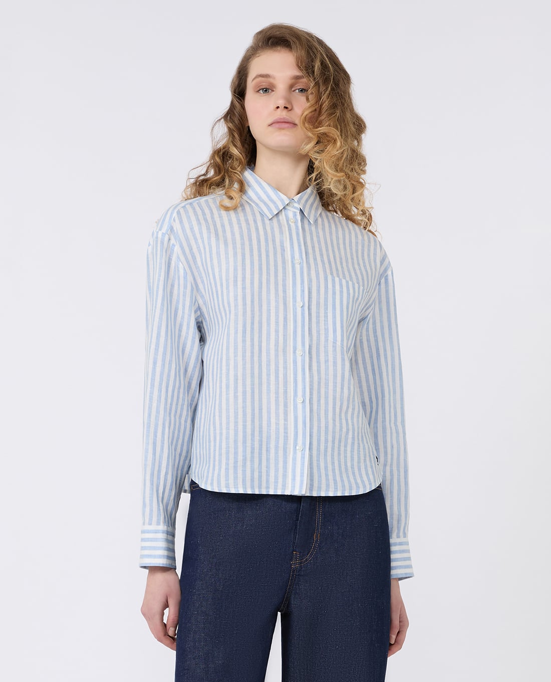 WEEKEND MAX MARA - Áo sơ mi nữ cổ bẻ tay dài kẻ sọc Wkdalbatro