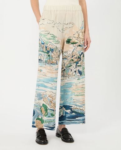 WEEKEND MAX MARA - Quần nữ ống rộng lưng thun Wkdcurva 