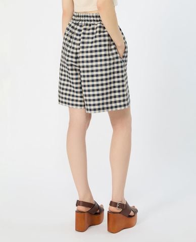  WEEKEND MAX MARA - Quần short nữ ống rộng sọc caro Wkiastrale 