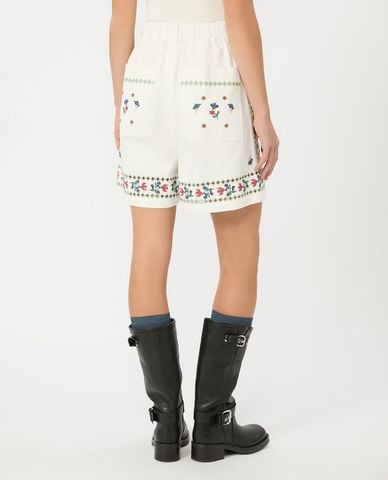  WEEKEND MAX MARA - Quần short nữ ống rộng thêu hoa Wkdobice 
