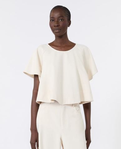  WEEKEND MAX MARA - Áo kiểu nữ cổ tròn tay ngắn Wkdforte 
