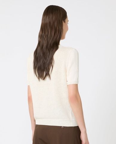  WEEKEND MAX MARA - Áo dệt kim nữ cổ tròn tay ngắn Wkdpancone 