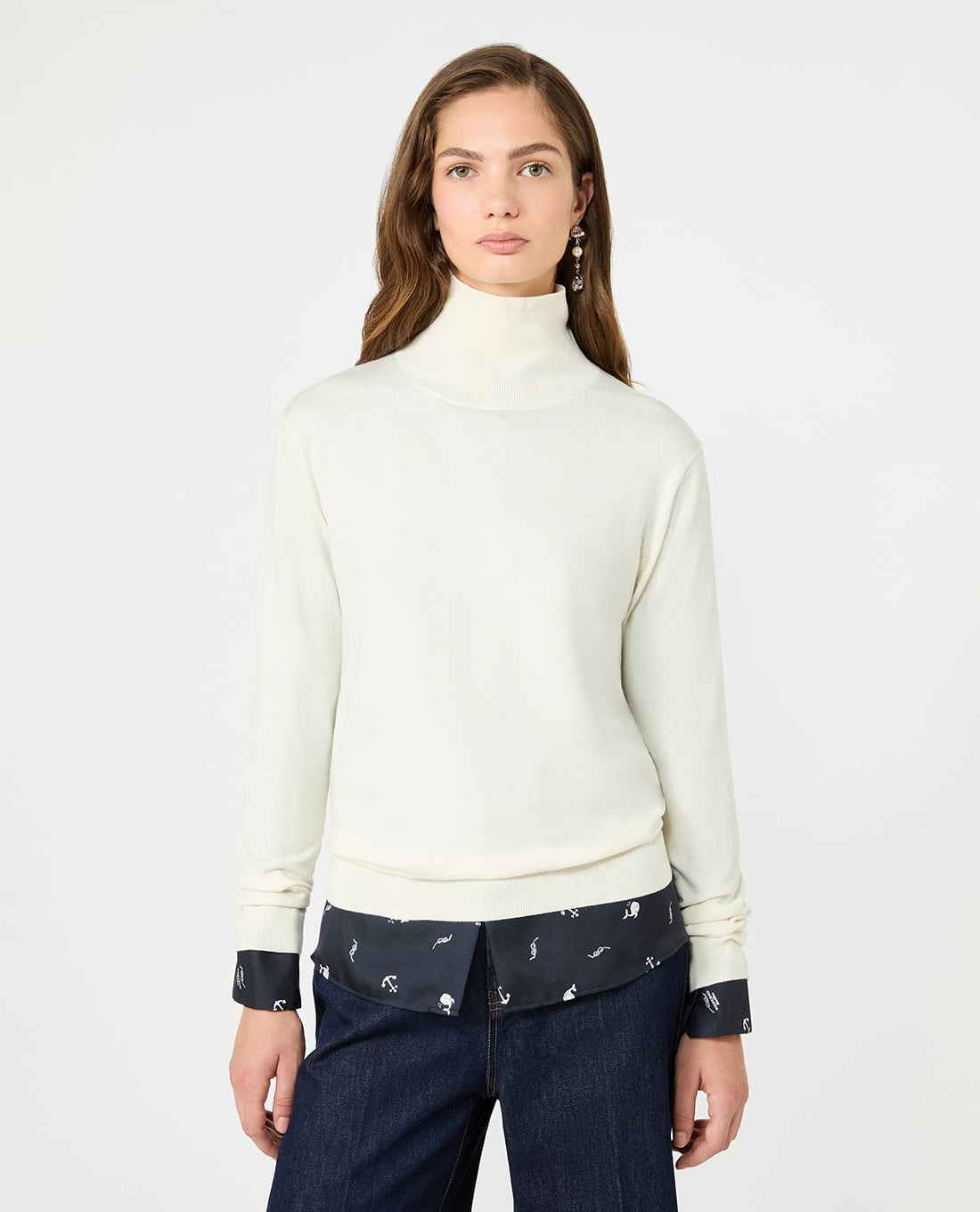 WEEKEND MAX MARA - Áo dệt kim nữ cổ lọ tay dài Wkdkiku