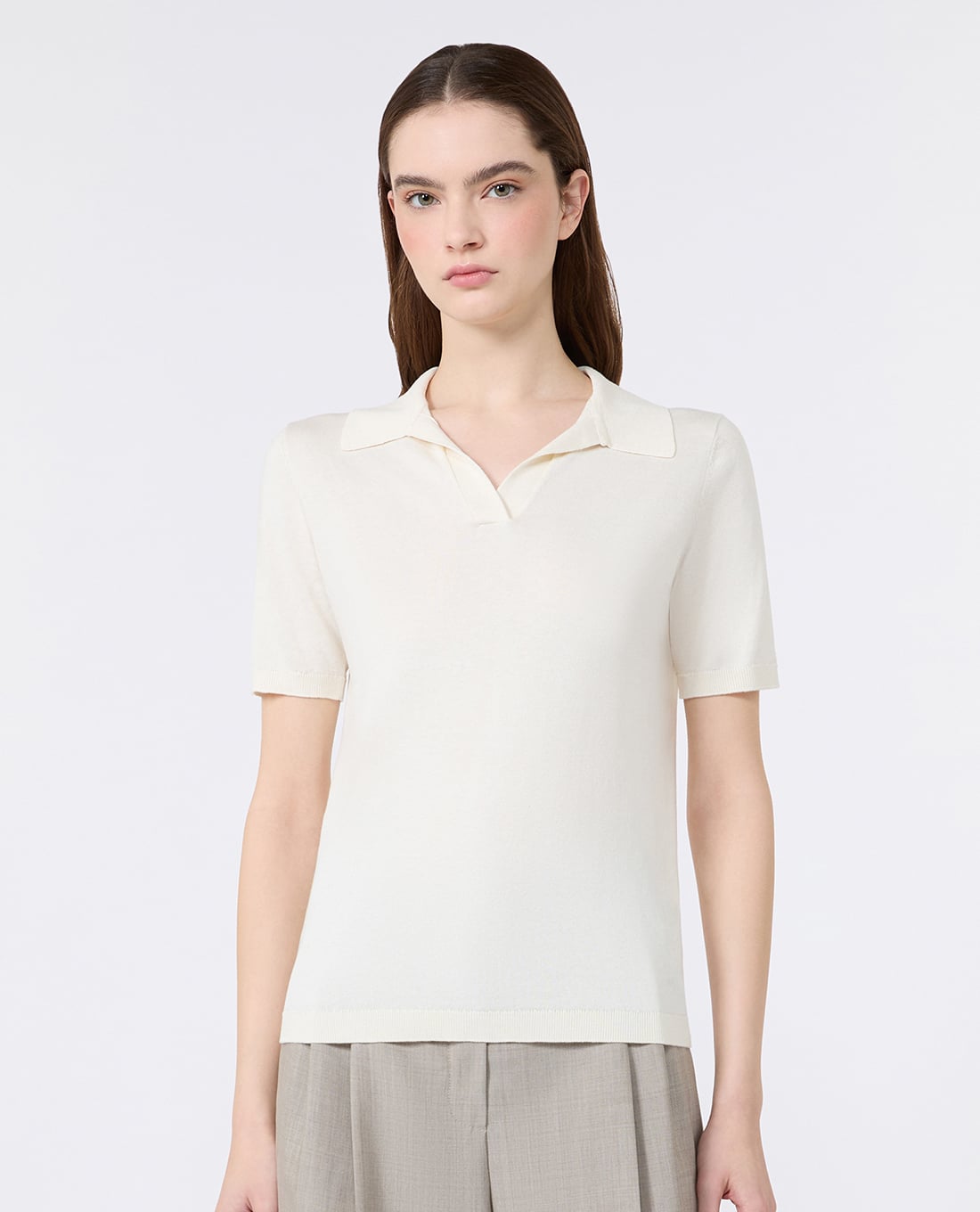 WEEKEND MAX MARA - Áo dệt kim nữ cổ V tay ngắn Wkdroncolo