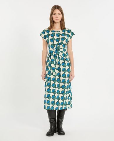  WEEKEND MAX MARA - Đầm midi cổ tròn tay ngắn thắt eo Wkdsaggio 
