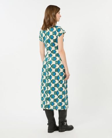  WEEKEND MAX MARA - Đầm midi cổ tròn tay ngắn thắt eo Wkdsaggio 