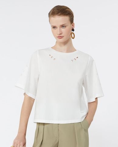  WEEKEND MAX MARA - Áo kiểu nữ cổ tròn tay lửng Wkdtarga 