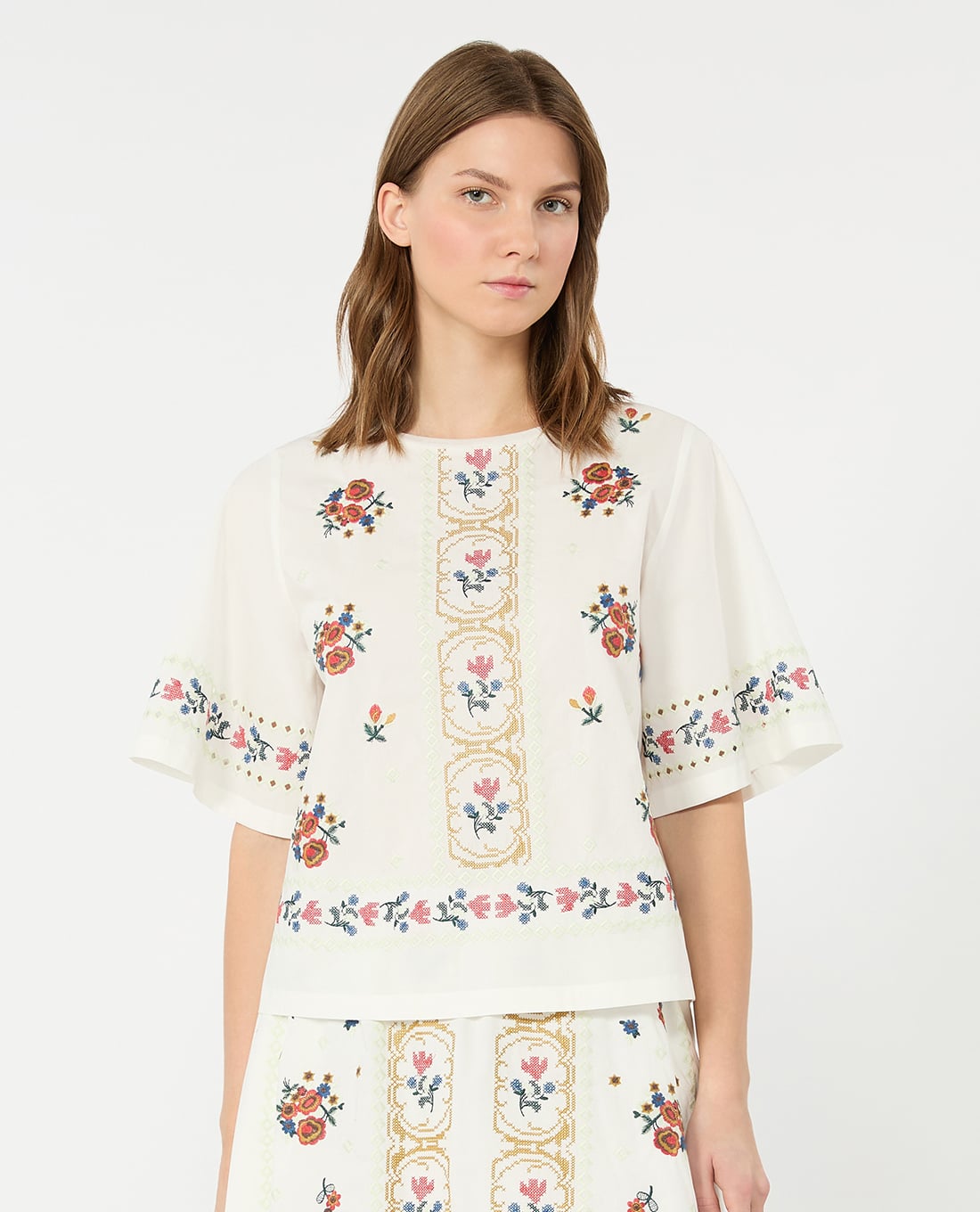 WEEKEND MAX MARA - Áo kiểu nữ cổ tròn tay ngắn Wkdfeltre