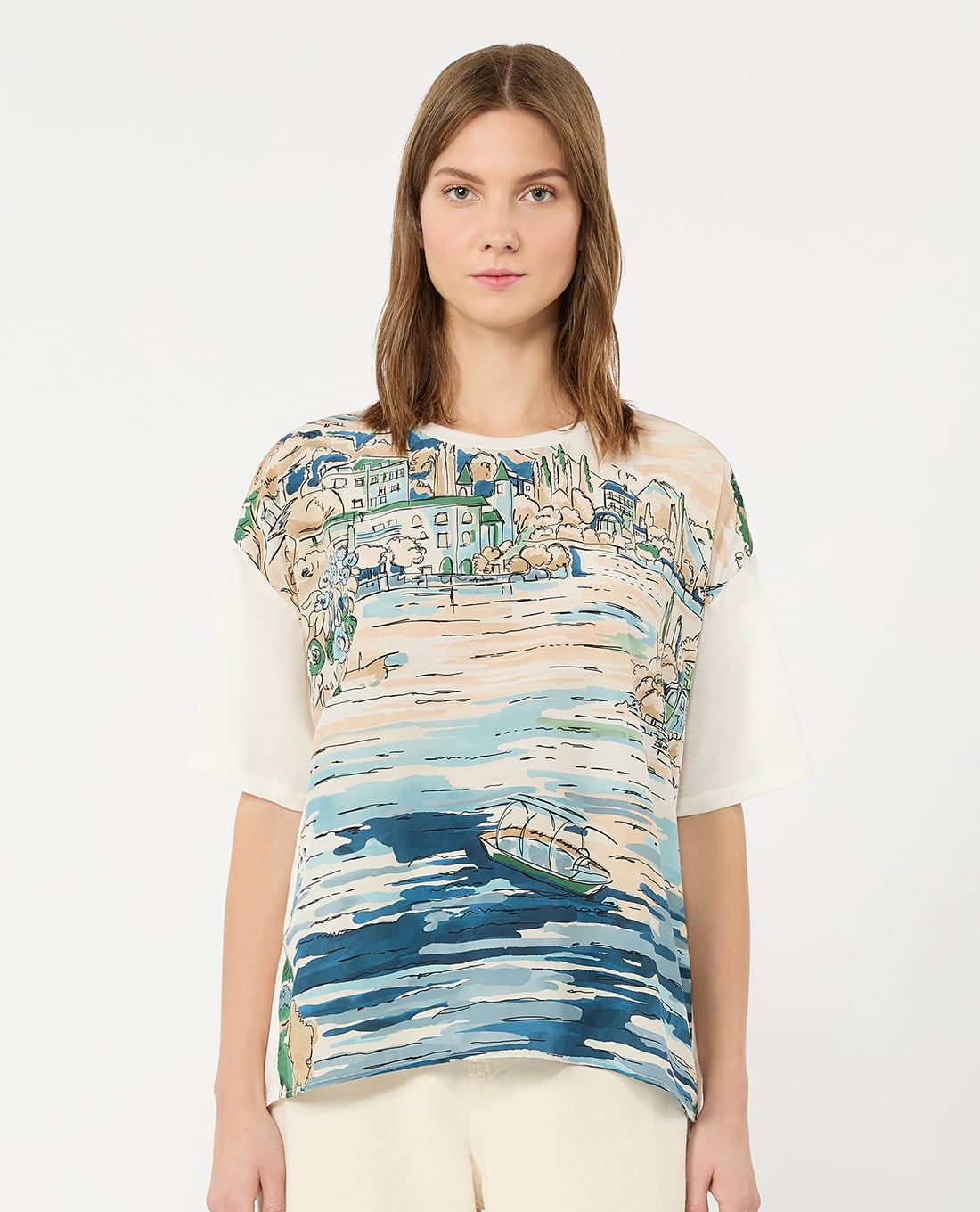 WEEKEND MAX MARA - Áo thun nữ cổ tròn tay ngắn Wkdterzo