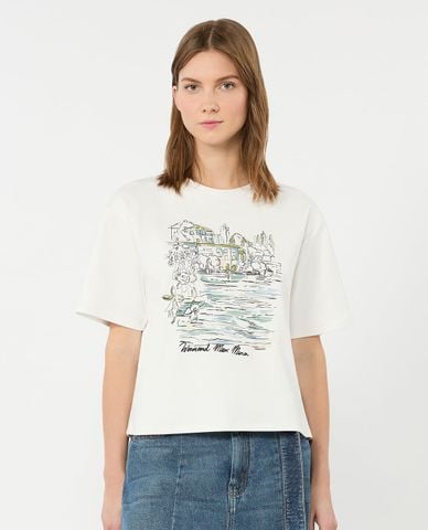  WEEKEND MAX MARA - Áo thun nữ cổ tròn tay ngắn Wkdsala 
