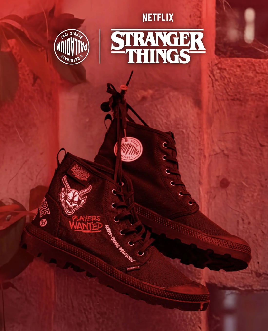 PALLADIUM - Giày sneakers unisex cổ cao Pampa Hellfire x Stranger Things