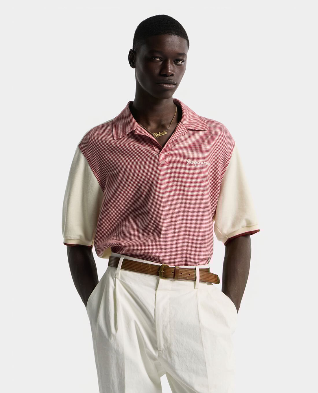 DSQUARED2 - Áo polo nam cổ bẻ tay ngắn phối màu