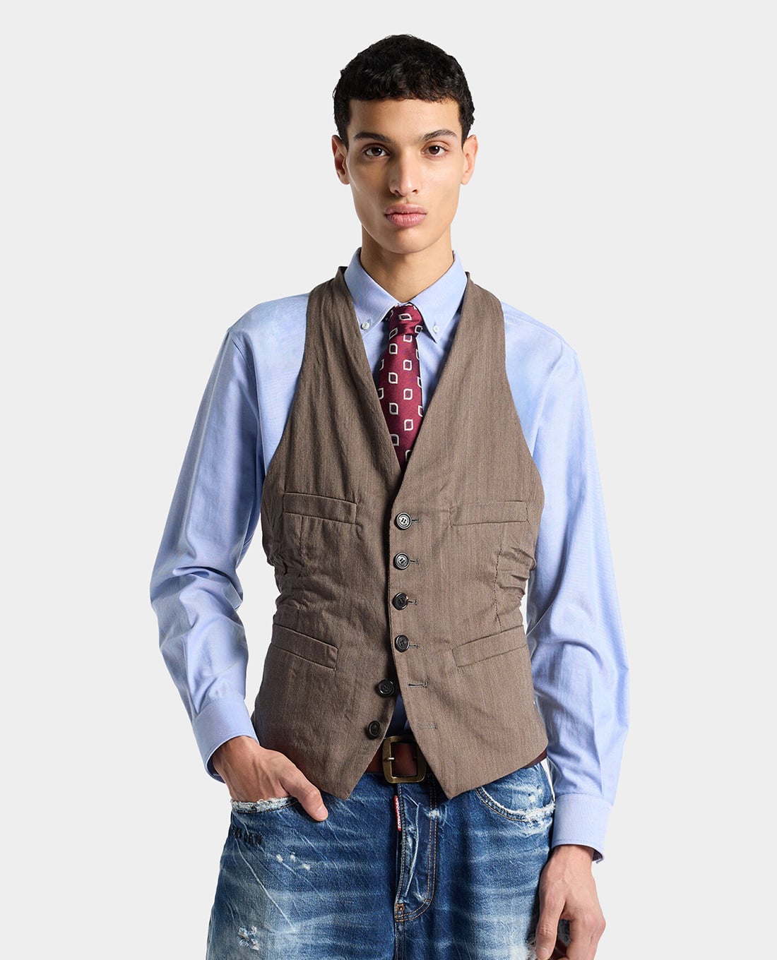 DSQUARED2 - Áo khoác gilet nam cổ V phối nút