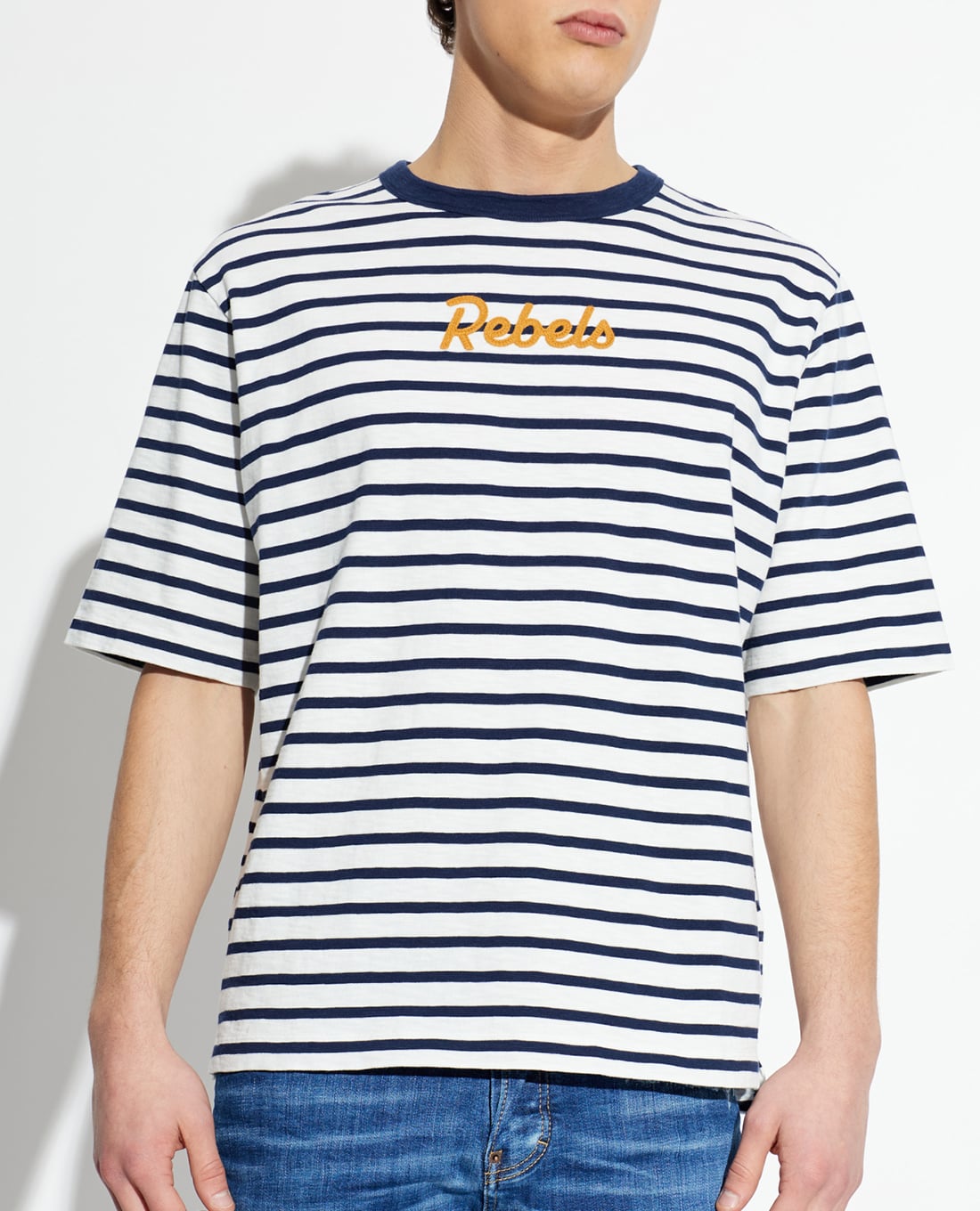 DSQUARED2 - Áo thun nam cổ tròn tay ngắn kẻ sọc