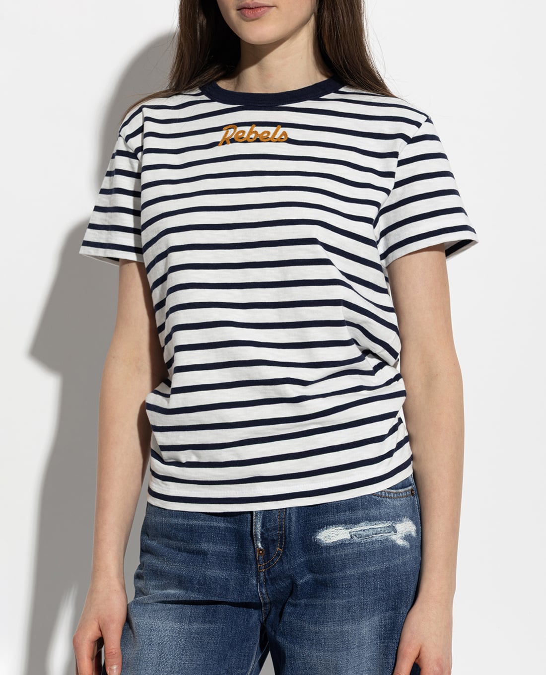 DSQUARED2 - Áo thun nữ cổ tròn tay ngắn kẻ sọc