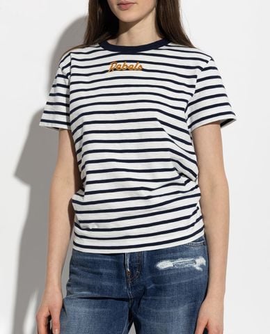  DSQUARED2 - Áo thun nữ cổ tròn tay ngắn kẻ sọc 