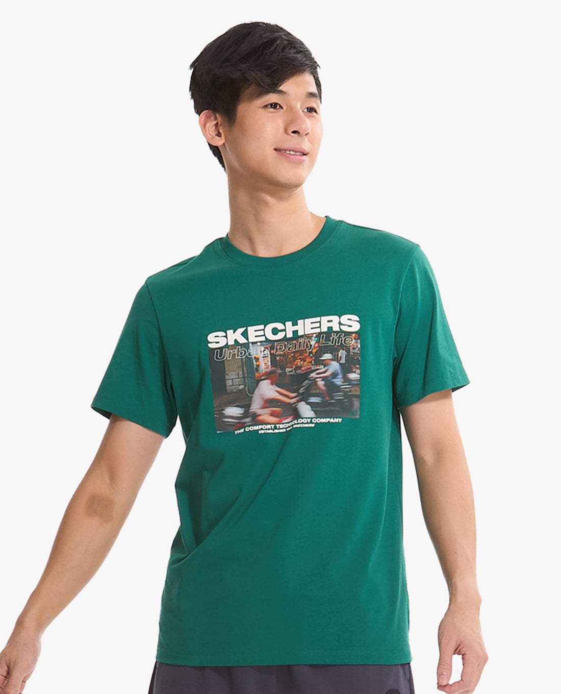 SKECHERS - Áo thun nam cổ tròn tay ngắn thời trang