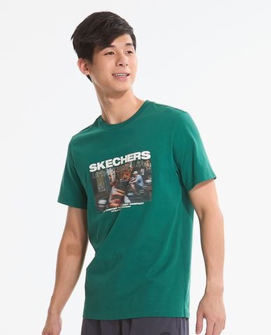  SKECHERS - Áo thun nam cổ tròn tay ngắn thời trang 