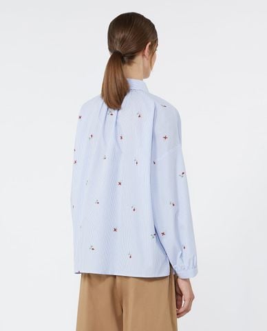  WEEKEND MAX MARA - Áo sơ mi nữ cổ bẻ tay dài thêu hoa Wkdbutterfly 