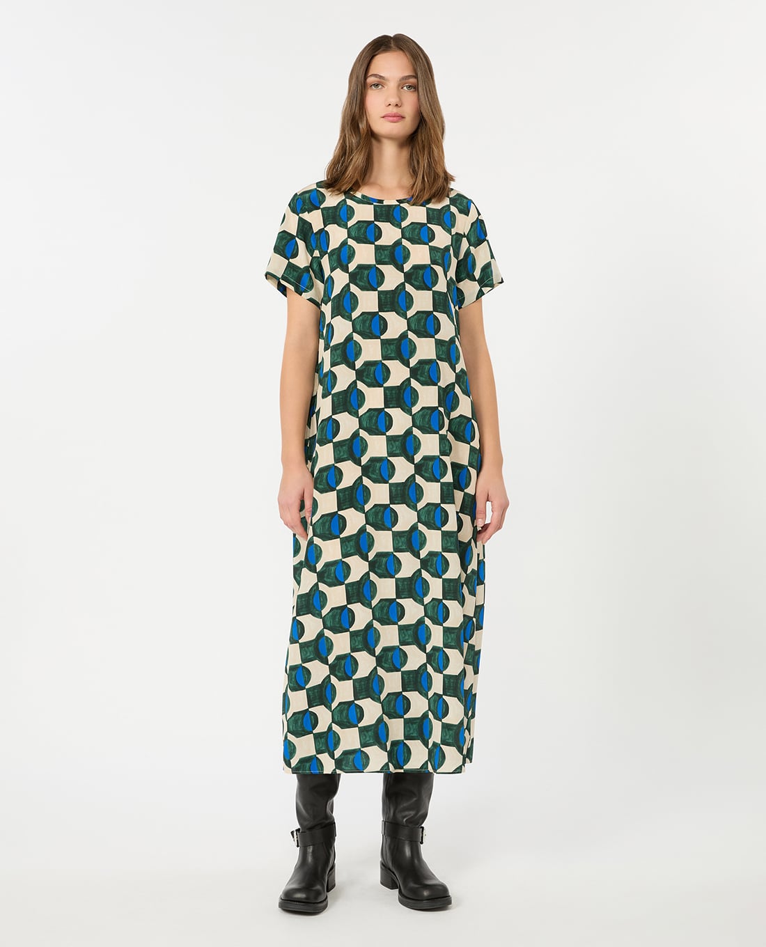 WEEKEND MAX MARA - Đầm midi cổ tròn tay ngắn Wkdvinci