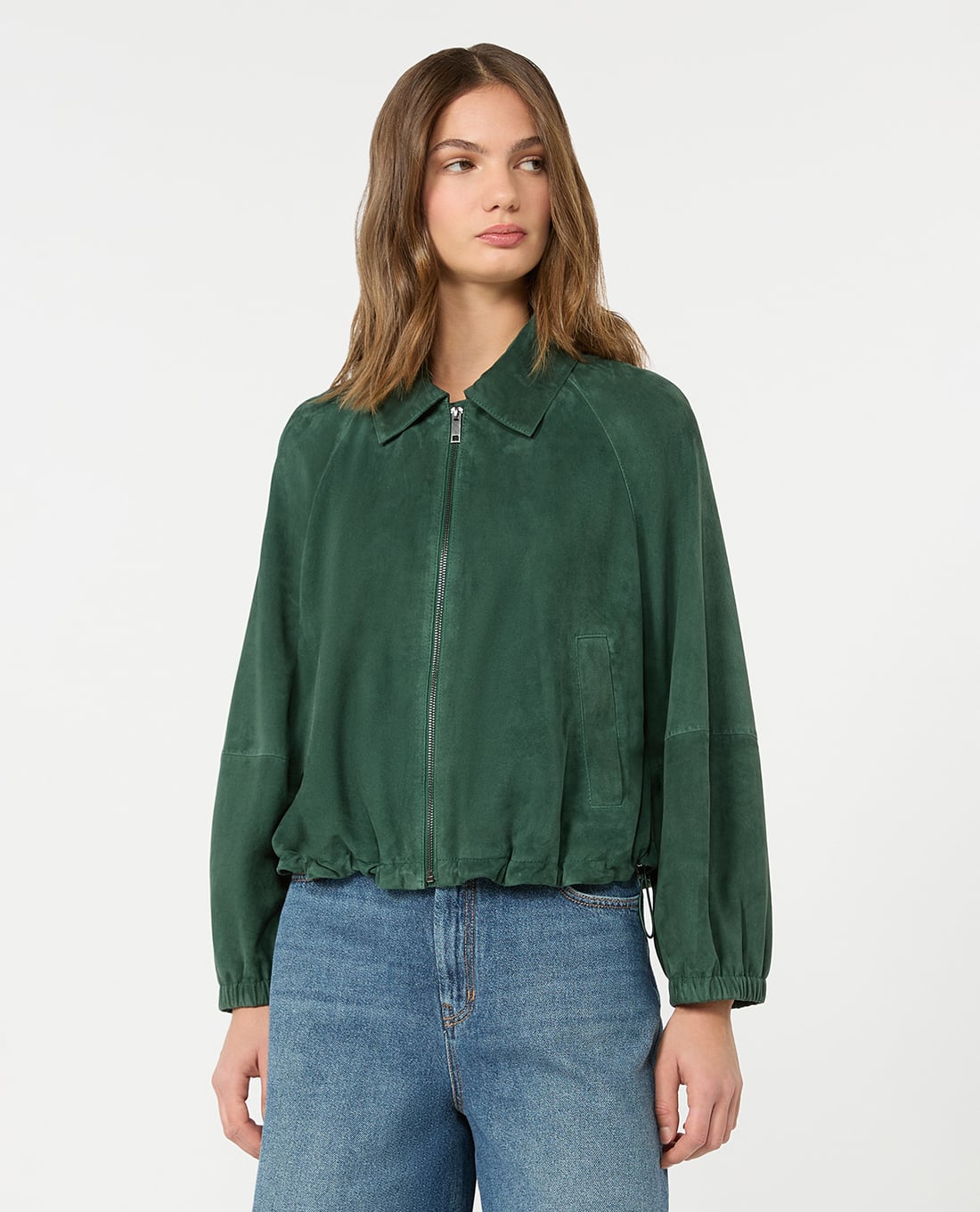 WEEKEND MAX MARA - Áo khoác da lộn nữ cổ bẻ tay dài Wkdzuppa