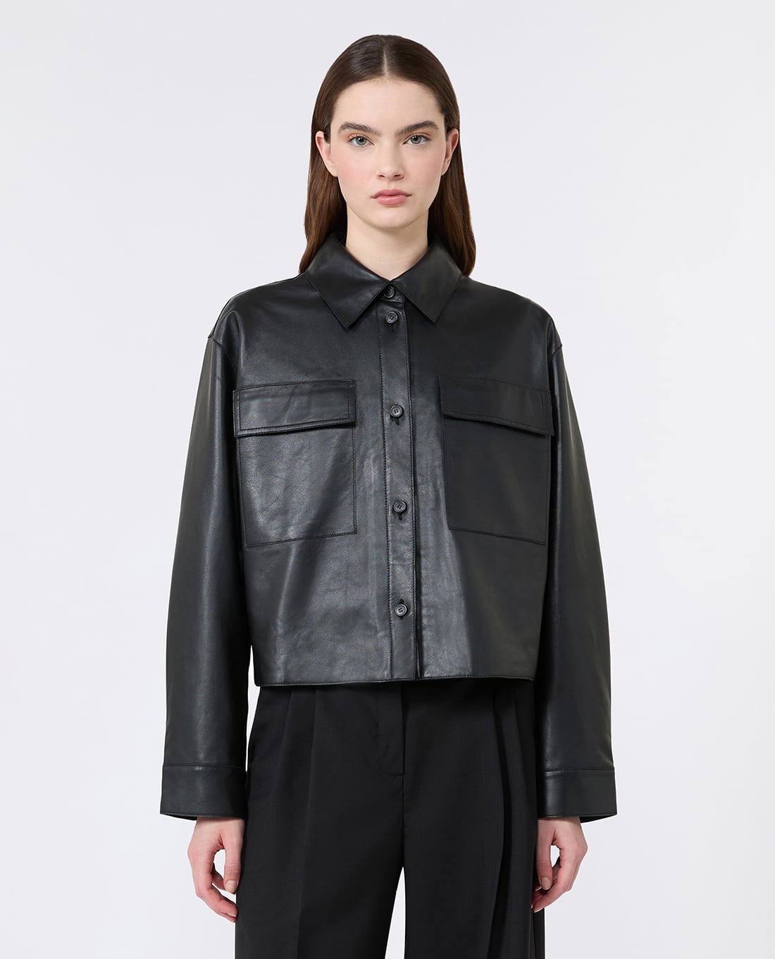 WEEKEND MAX MARA - Áo khoác da cổ nữ bẻ tay dài Wkdpiovra