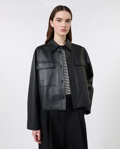  WEEKEND MAX MARA - Áo khoác da cổ nữ bẻ tay dài Wkdpiovra 