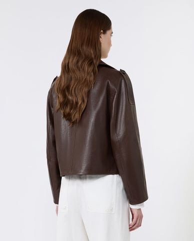  WEEKEND MAX MARA - Áo khoác da nữ cổ vest tay dài Wkdfelino 