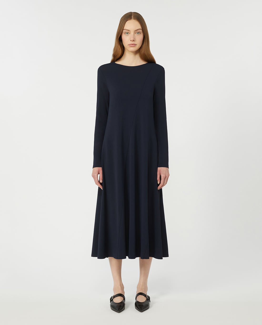 WEEKEND MAX MARA - Đầm midi cổ tròn tay dài Wkdacro