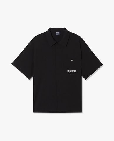  FILA - Áo khoác sơ mi unisex tay ngắn phối túi 