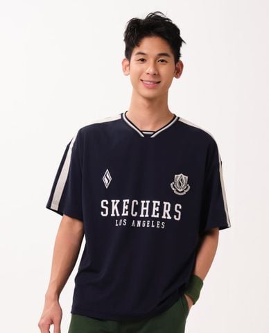  SKECHERS - Áo thun nam cổ tròn tay ngắn Game On Iconic 