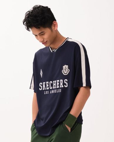  SKECHERS - Áo thun nam cổ tròn tay ngắn Game On Iconic 