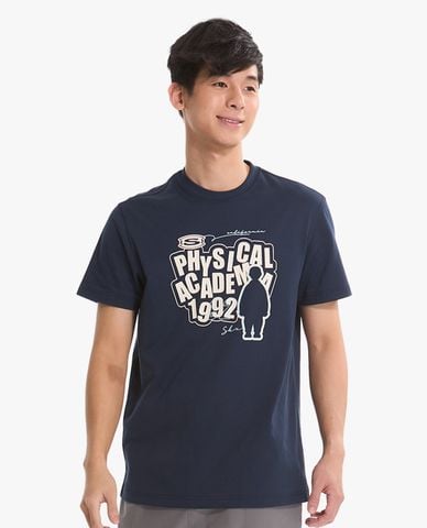  SKECHERS - Áo thun nam cổ tròn tay ngắn in họa tiết 